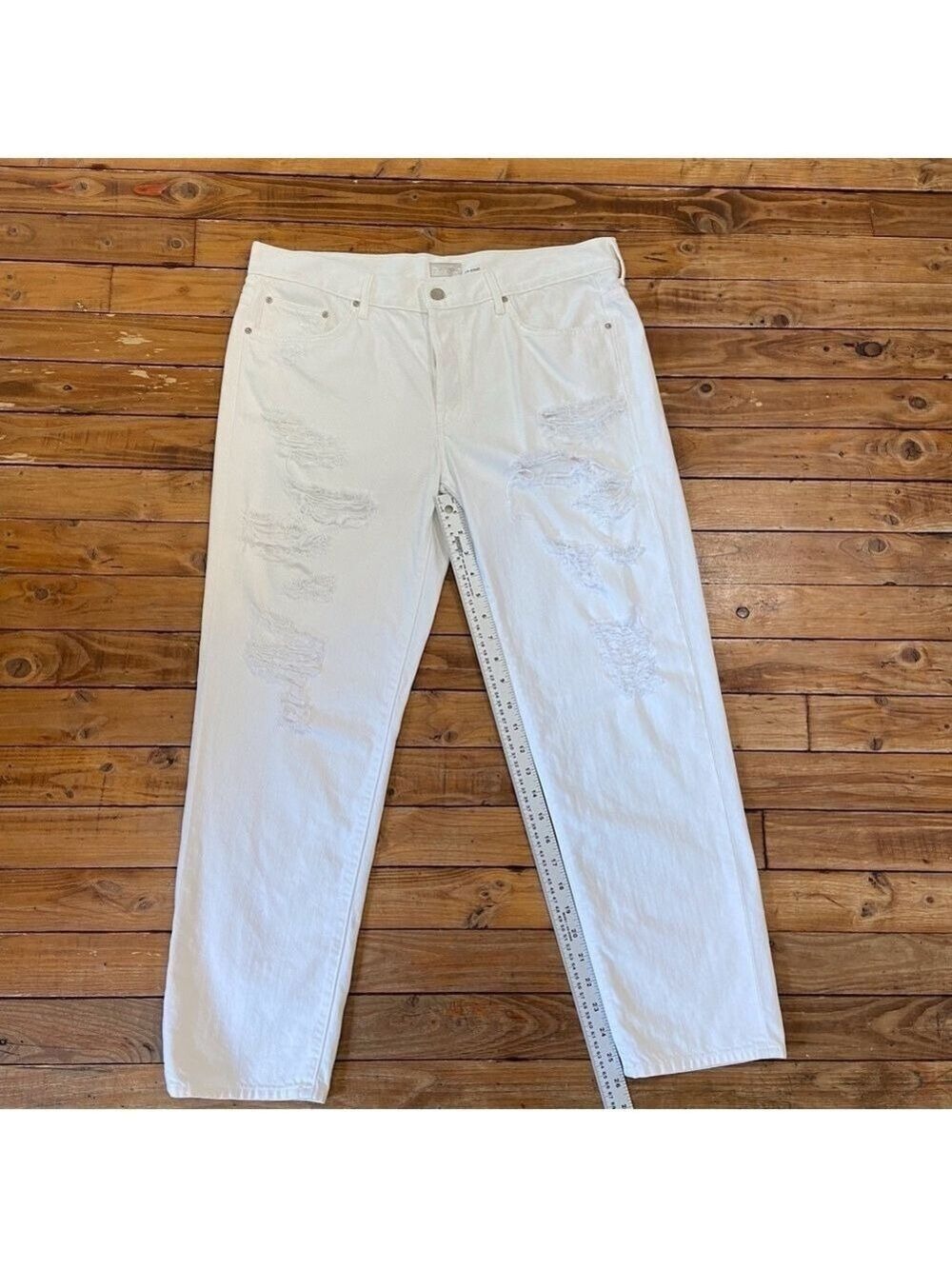MOTHER The loosey ripped white high rise jeans button fly strech 100% cotton 31 - Picture 7 of 16